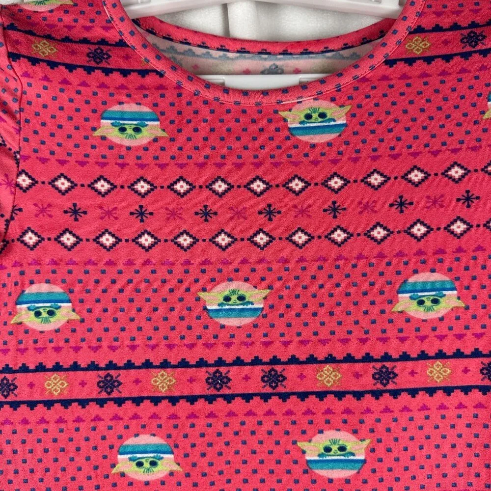 Star Wars Girls' Dress Size M 7/8 Pink Pattern Short Sleeve Polyester/Spandex